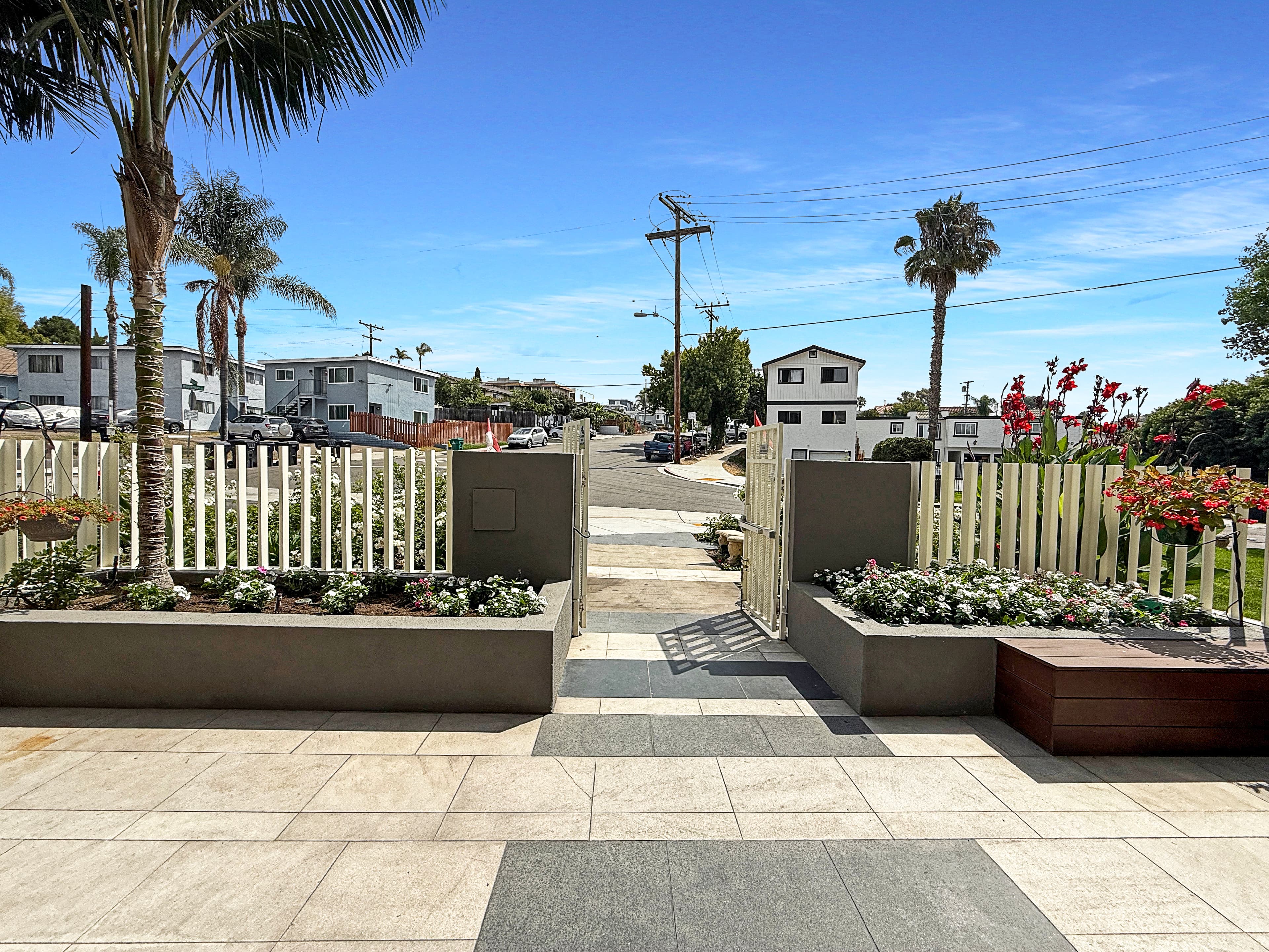 Palm-shaded interior courtyard at Asana at North Park